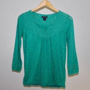 Lucky Brand 3/4 sleeve jade top